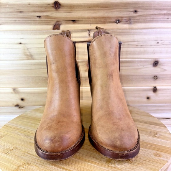 Shoemint Boots Womens 7.5 Spence Cognac Brown Leather Ankle Bootie - Picture 6 of 13